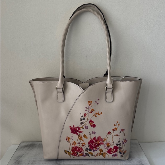Patricia Nash Floral Leather Chalk White Floral Marion Tote Shoulder Bag - Picture 6 of 15